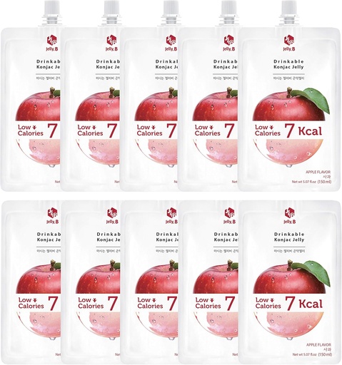 [BRSWGGQOB55GM2YV] JELLY B Drinkable Konjac Jelly (10 150ml paketi) - 0 Gram Sugar, Yalnız 6 kcal Hər Paketlər (Apple)