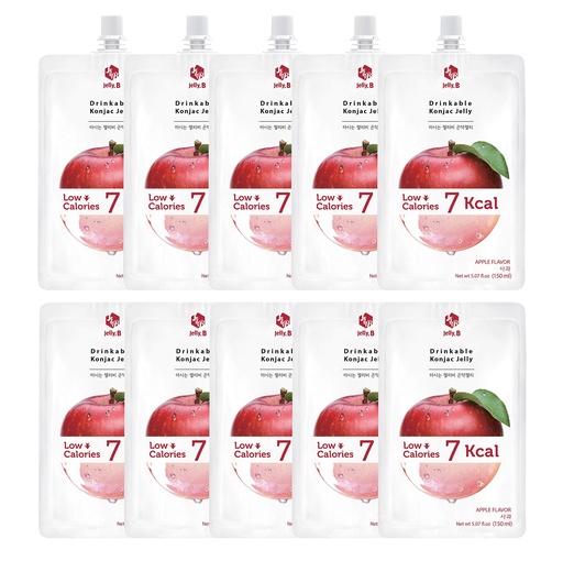 [BRSWGGQOB55GM2YV] JELLY B Drinkable Konjac Jelly (10 Packs of 150ml) - 0 Gram Sugar, Only 6 kcal Each Packets (Apple)
