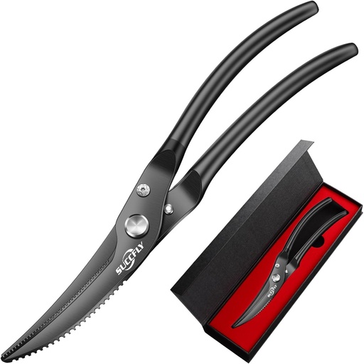 [BRSROYLQOZ4BA23V] Kitchen Shears Heavy Duty, Premium Kitchen Scissors Stainless Steel, 8.8" Poultry Shears Ultra Sharp for Bone Chicken Meat, Food Scissors Anti-Slip Handle, Black Titanium Plated, Spring Loaded
