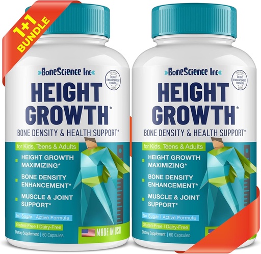 [BRSW2CQPA4HAICDG] (Pack of 2) Height Growth Maximizer - Made in USA - Natural Height Increase Booster & Bone Growth Pills - Grow Taller Supplement for Adults, Teens & Kids - Vitamins for Boys & Girls to Get Taller
