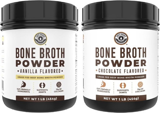 [BRSRA2QCOIHBQE32] Rendiment de la costa esquerra Vanilla Bone Broth Protent Powder, 16oz + Chocolate Bone Bront Proteder 16oz