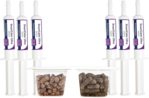 [BRSRAADQOQPROYIY] SmartEquine Stress Ease &amp; SmartCalm Ultra Paste 6 Tubes Bundle tención No se han añadido hierbas o azúcar, Suplemento Equino, Ayudante con Caballos de Skittish