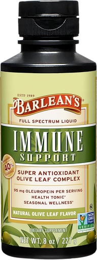 [BRSWIZYHDF6R2GYZ] Barlean 's Olive Leaf Complex Liquid Immune Supplement Supplement, 95mg Oleuropein Antioksydants, 8 oz