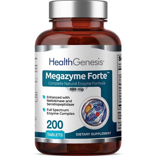 [BRSWIYAOCMDRWEA7] Megazyme Forte 200 Tablets - Natural Plant Proteolytic Enzymes Nattozimes Serrazimes Supports Digestive System Immune Health