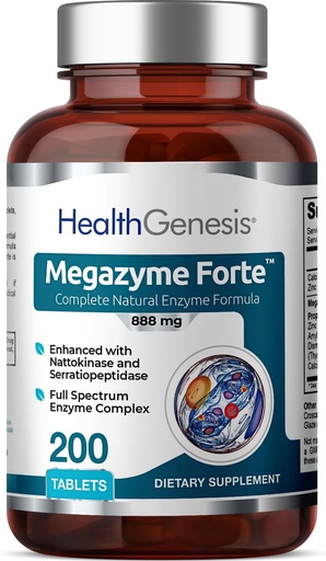 [BRSWIYAOCMDRWEA7] Megazyme Forte 200 Tablets - Planta Natural Proteolítica Enzymes Nattozimes Serrazimes Soporta Sistema Digestivo Salud Inmune