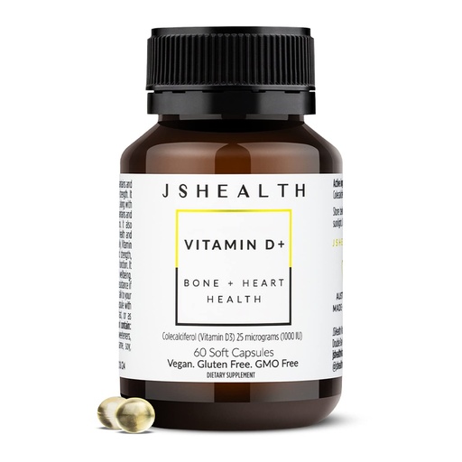 [BRSWYCYEAQIGMH35] JSHealth Vitamin D3 1000IU Supplement. Vegan D3 Vitamins Support Bone Health, Muscle Strength, Heart Health, Immune Support. Vegan. By Nutritionist Jessica Sepel (60 Tablets)