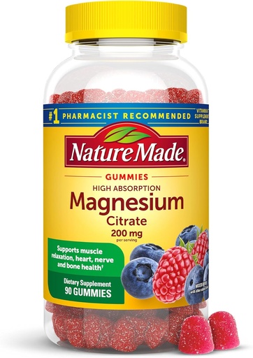 [BRSWYZA3CMHRACTL] Thiên nhiên đã tạo ra sự hỗ trợ cao cấp về cơ bắp, xương và tim, 90 Magnesium Gummies, 45 ngày
