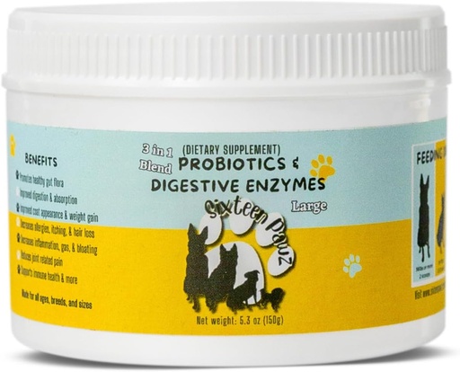 [BRSRAYL7OEJWA2TZ] Probiotics, Prebiotics, & Digestive Enzymes for Dogs| Limited Ingredients| Digestive Support |Allergy Relief |Immune Support| Reduces Inflammation| Diarrhea & Gas Relief (150g), White