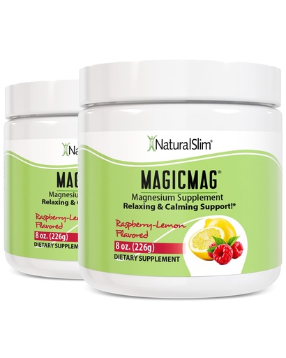[BRSROHA3DNYGECYU] NaturalSlim MagicMag Magnesium Citrate Powder for Stress, Constipation, Muscle & Heart Health, Better Rest & Digestive Support, Magnesium Supplement for Women and Men, 8 oz (2 Pack) – Raspberry Lemon