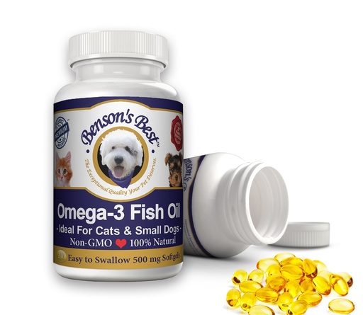 [BRSWIBINCF4QEFYZ] Benson's Best Omega 3 Fish Oil for Cats & Small Dogs - 200 Softgels 500mg - 43% More Omega 3 Fatty Acids Than Salmon Oil - 100% Pure, Non-GMO, Natural Pet Food Supplements