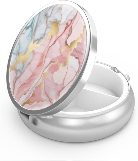 [BRSW2ZA3DJ7RAHIZ] Pille boks 3 Sammenligning liten pille tilfelle, bærbar for lomme eller purse pille organisator pille container holder å holde vitaminer, medisinering, fiskeolje og kosttilskudd (Orange Pink Marble)