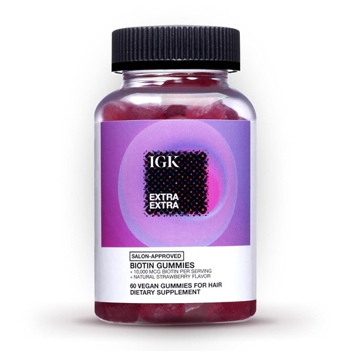 [BRSRO2QLBYGQGHLX] IGK Biotin Hair Gummies 10,000mcg Biotin (60 Count), Strawberry Flavored, Hair Growth Supplement Gummies for Healthy Hair, Skin & Nails, Vegan, Help Combat Hair Loss & Thinning