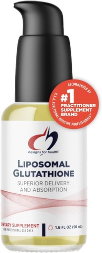 עיצובים לבריאות Liposomal Glutathione - תוספי Glutathione נוזלי, 100 מ"ג עם Absorption משופרת - Detox + Immune System Support - Lemon Peppert Flavored Drops (50 משרתים / 1.7oz)