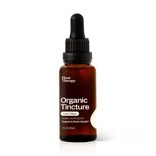 [BRSROCQYBEPQKCY7] Plant Therapy Organic Lion's Mane Tincture 30 mL (1 oz) Supports Brain Health, Mental Clarity & Memory, Potent & Natural Extraction Process, Vegan, Non GMO, Gluten Free, Liquid, 1 Bottle