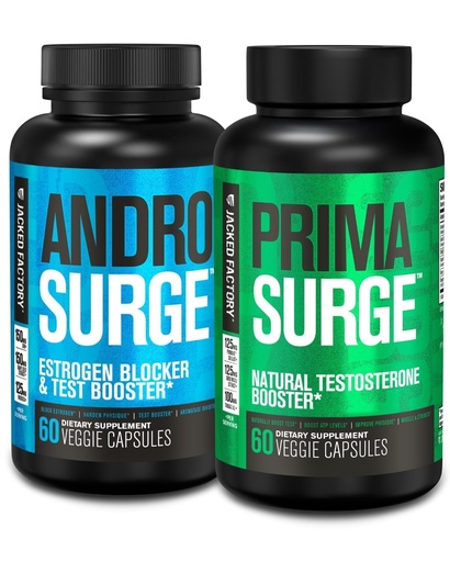 [BRSWYHAOCEMBSALF] Jacked Factory Testosterone Booster for Men | Estrogen Blocker with Tongkat Ali - Androsurge Anti-Estrogen + Primasurge Natural Test Booster - for Muscle Growth, Vitality, Energy, 30 Day Supply
