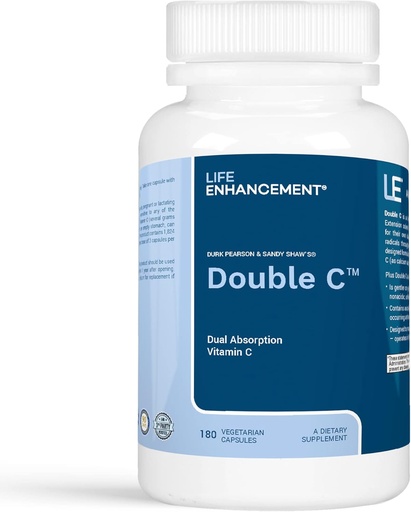 [BRSWIY3QB4OWE3LY] Life Enhancement Double C - Max Absorption 608 mg Buffered Vitamin C (Calcium Ascorbate and Ascorbyl Palmitate) & 61 mg Calcium - 180 Capsuls