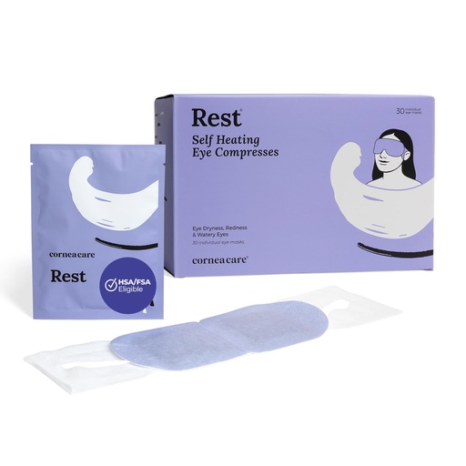 [BRSRMYYEAUCAO3T2] CorneaCare Rest: Self Heating Warm Compress for Dry Eyes | Heated Eye Mask for Fast Relief | Steam Mask for Stye Treatment | No Microwave or Washcloth Needed | Travel Ready Warm Compress | 30 Count