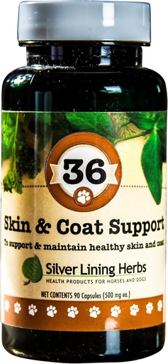 [BRSWIZDRO4BB2CLC] Silver Lining Herbs 36 Canine Skin & Coat Support - Natural Herbal Supplement to Fortify Dogs Against The Environment - Herbal Skin and Coat Supplement for Dogs - 90 Capsules