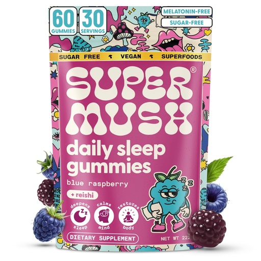 [BRSROHQHOIDQKEY6] SuperMush Sleep Gummies for Adults - Mushroom Supplement with Magnesium Citrate, L-Theanine, Chaga, Reishi & Chamomile for Deep Sleep, REM & Detox - Vegan & Sugar-Free - 60 Gummies (30 Servings)