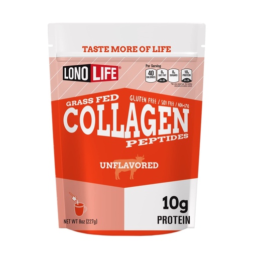 [BRSWEC34CINBYFLD] LonoLife - Unflavored Collagen Peptides with 10g Protein, Paleo and Keto Friendly, 8-Ounce Bulk Container - Packaging May Vary