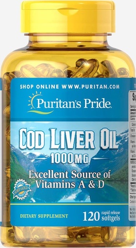 [BRSWIZQ3OV6WOEY7] Puritans Pride Cod Liver Oil, 1000 Mg, 120 Count