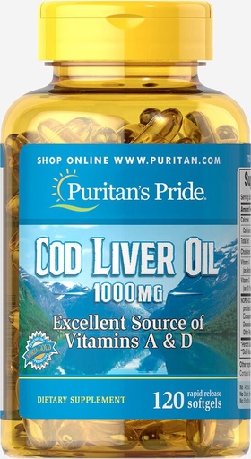 [BRSWIZQ3OV6WOEY7] Puritans Pride Cod Liver Oil, 1000 Mg, 120 Count