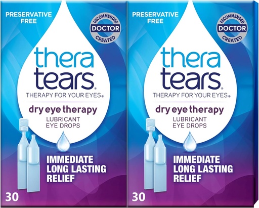 [BRSWIHA7BIFAA2LA] TheraTears Dry Eye Therapy Lubricating Eye Drops for Dry Eyes, Preservative Free eye drops, 30 Single-Use Vials (2 Pack)