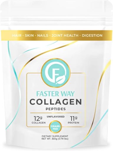 [BRSRMCAYBYPRQ2DH] Faster Way - Collagen Peptides - 12g Hydrolyzed Collagen + 11g Protein Per Serving - Hair, Skin & Nails - Amino Acids - Grass-Fed - Sugar, Gluten & Dairy Free - Non-GMO -Unflavored Powder -30 Servings