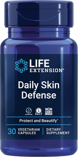 [BRSW2ZQHCQFBM2AZ] Life Extension Daily Skin Defense, Vitamin C, ceramides, Rosemary, Lemon Verbena, Helps Fight oxidative Stress & The Appearance of Wrinkles, Gluten-Free, Once-Daily, Non-GMO, Vegetarian, 30 Capsules