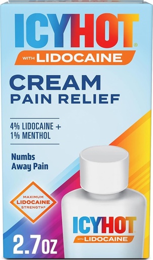 [BRSWYBIBDIFQOFA3] Icy Hot Max Strength Pain Relief Cream with Lidocaine Plus Menthol, 2.7 Ounces