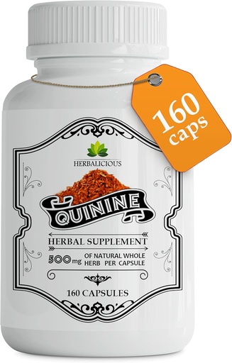 [BRSWGBQNCJ4GAHIU] Quinine Capsules - Cinchona Officinalis Bark Herbal Supplement for Muscle, Cramp Defense och Overall Digestive Health - All-Natural Quinine Sulfate Pills, 500mg per kapsel, 160 tabletter
