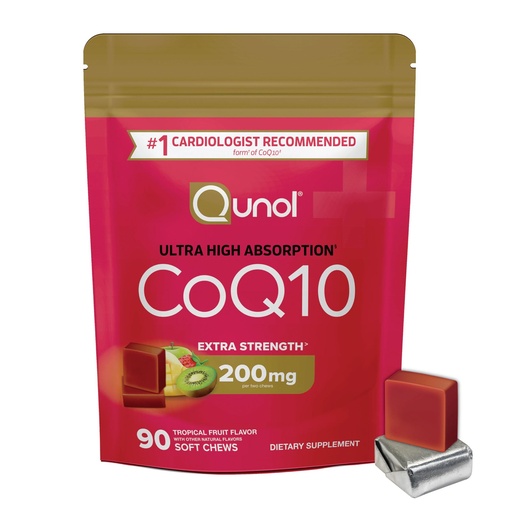 [BRSRAGT4PJ7BOYDD] Qunol CoQ10 200mg Soft Chews, Extra Strength & Ultra High Absorption Coenzyme Q10 Supplement, #1 Cardiologist Recommended Supplement for Heart Health, 90 Count