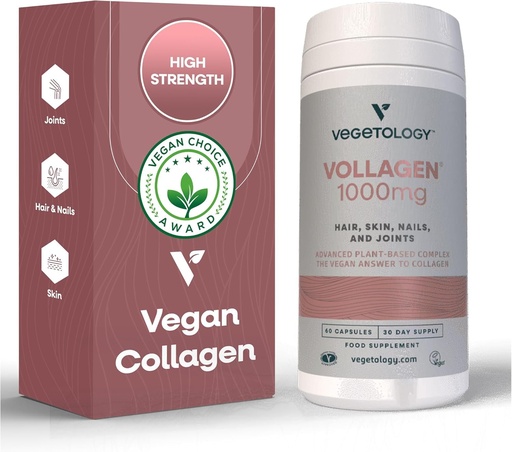 [BRSROZIFPJ5GECTF] VEGETOLOGY Vollagen Plant Based Complex – Plant Based Protein Alternative to Collagen – Amazing Hair Skin Nails Supplement – Delivers a Complex of Amino Acids (1000 mg - 60 Tablets)