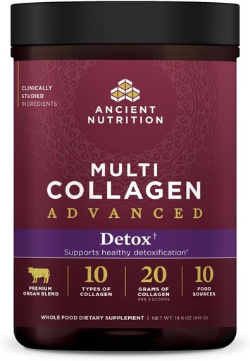 [BRSROGTYCAIA4YL7] Ancient Nutrition Advanced Multi Collagen Protein Powder Cleanse & Detox, Unflavored, 36 Servizos
