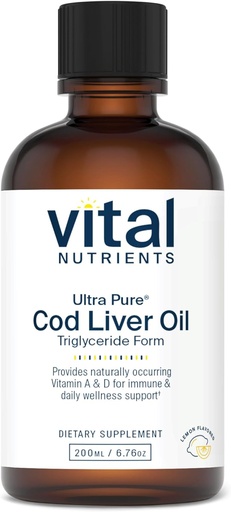 [BRSWIYIZCIIRAHTC] Vital Nutrients - Ultra Pure Cod Liver Oil 1025 (Pharmaceutical Grade) - 100% Pure Norwegian Cod Liver Oil - 200 ml per Bottle