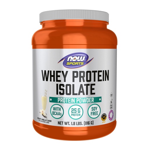 [BRSWIY32CN4BYD3O] NOW Foods Sports Nutrition, Whey Protein Isolate, 25 G With BCAAs, Creamy Vanilla Powder, 1.8-Pound