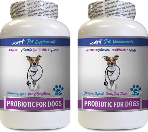 [BRSWGBQNBUFQOCDK] Cuidado de la respiración del perro - PROBIOTICS for Dogs - Gut saludable - Stop Gas Diarrhea and Bad Breath - Probióticos del perro para cachorros - 2 Botellas (120 Treats)