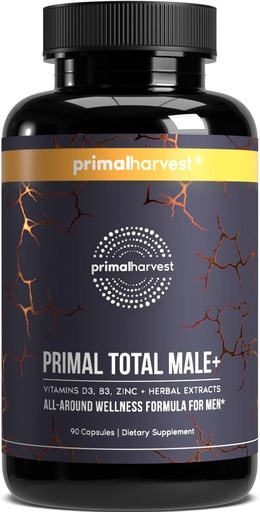 [BRSRMHYNAQMWGYLJ] Primal Harvest Total Male+ Multivitamine pour les hommes avec des vitamines essentielles, des minéraux et un soutien à base de plantes pour l'énergie, la vitalité, la santé immunitaire et la performance