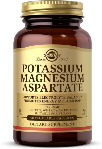 [BRSWIY3QBBYG2G34] Solgar Potassium Magnesium Aspartate - 90 Vegetable Capsules - Vegan, Gluten Free, Dairy Free, Kosher