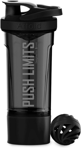 [BRSWGFL5OZ7BEC3K] Artoid Mode Fitness İşout Spor Protein Shaker Şişe 24Ounce, Shaker Balls & Mix Grids ile Dual Mix Teknolojisi Dahil, Twist ve Lock Protein Box Storage Dahil