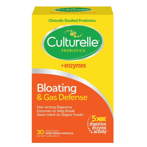 [BRSROCYKCN6GECD3] Culturelle Bloating & Gas Defense, Digestive Enzymes & Probiotics for Digestive Health, 30 Capsules, Supports Occasional Indigestion & Discomfort