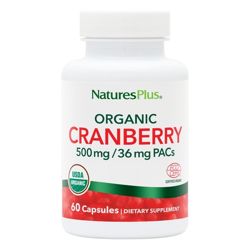 [BRSRAFIFCQMBSG3F] NaturesPlus Organic Cranberry 500 mg - 60 Capsules - Helps Promote Healthy Urinary Tract - USDA Certified Organic, Vegan, Gluten Free, Non-GMO - 30 Servings
