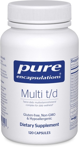 [BRSWIY36BQHRYD3Y] Pure Encapsulations Multi T/D - Multivitamin & Mineral Supplement - for Daily Wellness, Cardiovascular & Immune Health* - Rich in Vitamins & Minerals - Gluten Free & Vegetarian - 120 Capsules