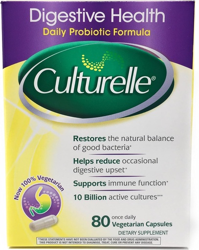 [BRSWIHLROJ4RGD3M] Culturelle Digestive Health Probiotic - 2 Boxes, 80 Capsules Cada uno