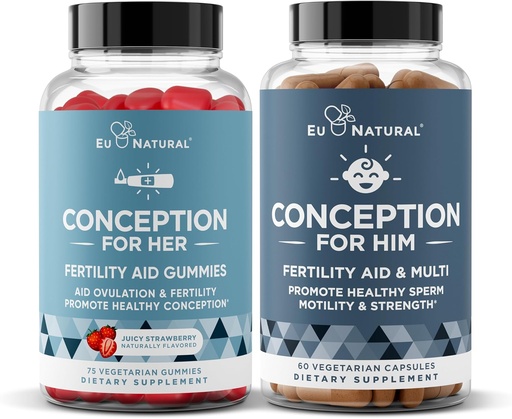 [BRSRAGQRO4ARQHY6] Eu Natural Conception for Him Κάψουλες και Conception για Gummies Bundle – Συμπληρώματα γονιμότητας για άνδρες και γυναίκες – 60 Ct Κάψουλες & 75 Ct Gummies