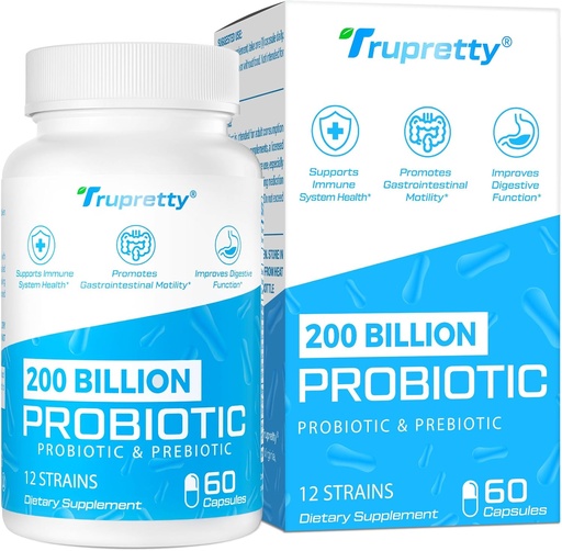 [BRSROZY6DIHAKF34] 200 milions de Cfuns 12 strans Probiotics, amb 3 prebiotics Orlandesos, Probiotics per a dones, Daily suplementaris per Imne, Gut, Radial Sanitat, Shulf Stable, GMO, 60 caps (60 diaris)