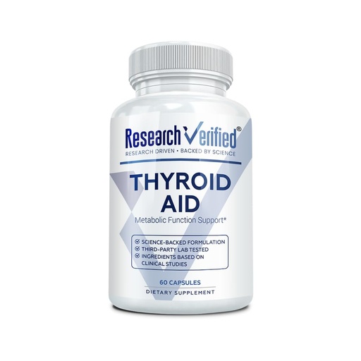 [BRSWKZYQOAHAIFT2] Research Verified® Thyroid Aid - Optimal Thyroid Function with Iodine Copper & Zinc - 260 mcg Selenium - 100% Pure - Vegan Friendly - 60 Capsules - 1 Month Supply