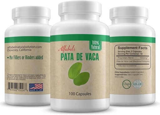 [BRSWYZY2PN6WGCA7] Pata de Vaca augalas - Cow kojų lapai - 100 Capsules - No Filers