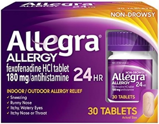 [BRSWIZL6A4BA4HDU] Allegra 24 Hour Allergy Tablets 30 Tablets (Pack of 2)