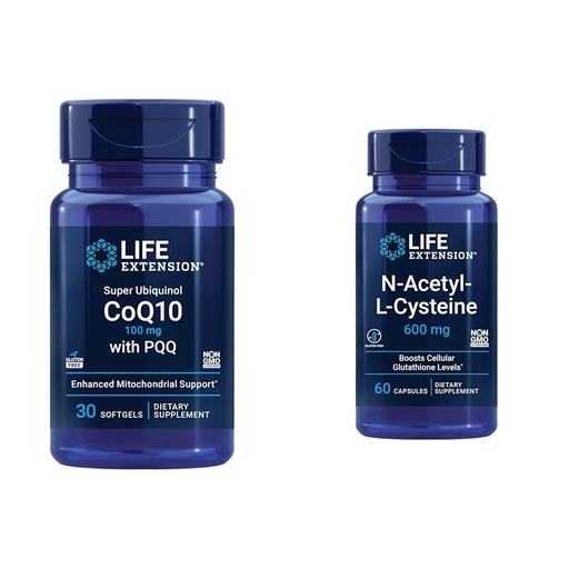 [BRSROAINOQBQ42DP] Life Extension Super Ubiquinol CoQ10 with PQQ, CoQ10, PQQ & N-Acetyl-L-Cysteine (NAC), Immune, Respiratory, Liver Health